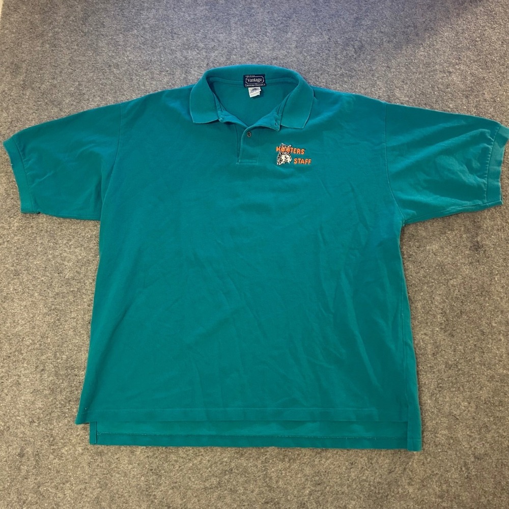 Vintage 90s Hooters‎ Staff Polo Shirt Adult XL Restaurant Funny Center Logo